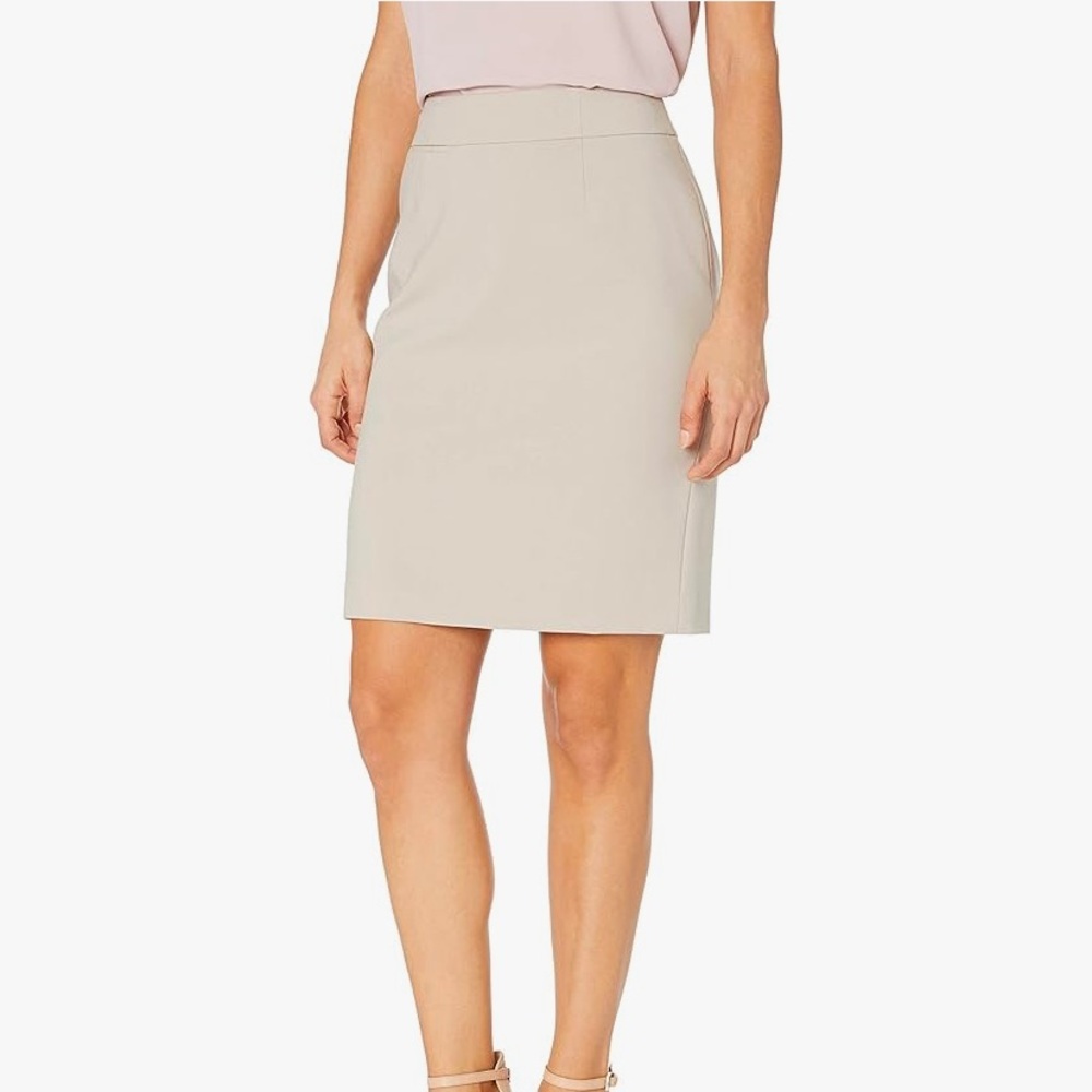 EUC Calvin Klein Khaki Classic Fit Straight Lux Suit Pencil Skirt Sz 2